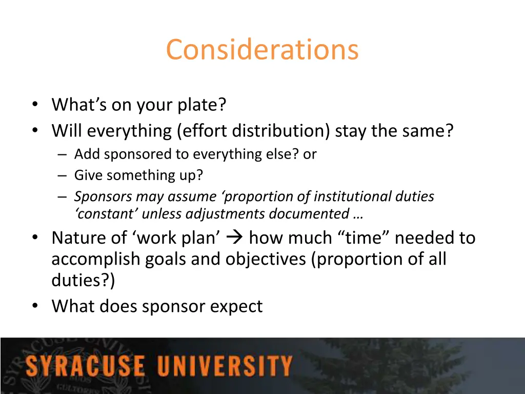 considerations