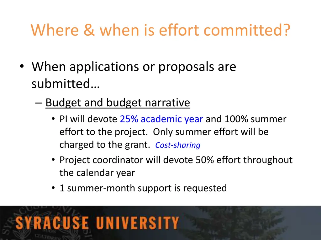 where when is effort committed