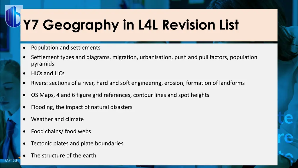 y7 geography in l4l revision list