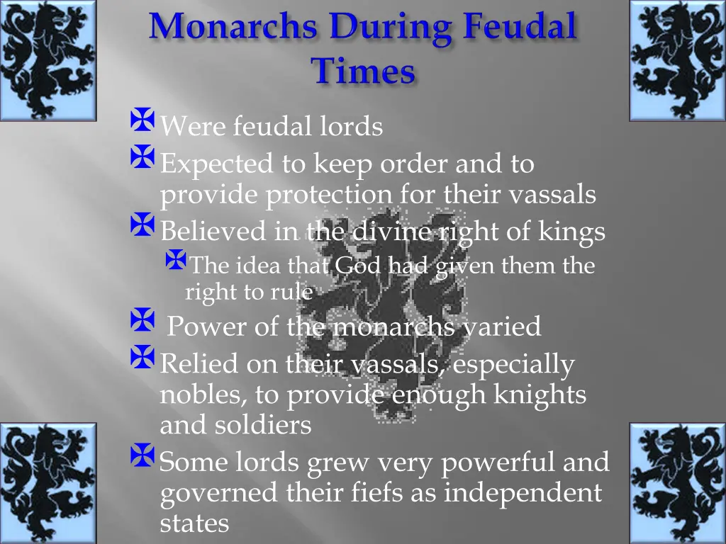 were feudal lords expected to keep order