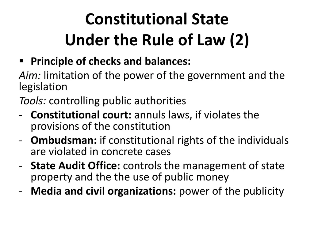 constitutional state under the rule
