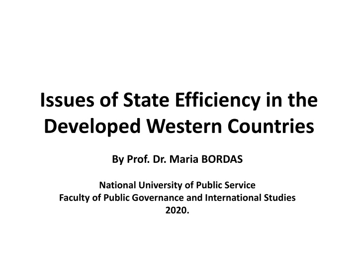 issues of state efficiency in the developed