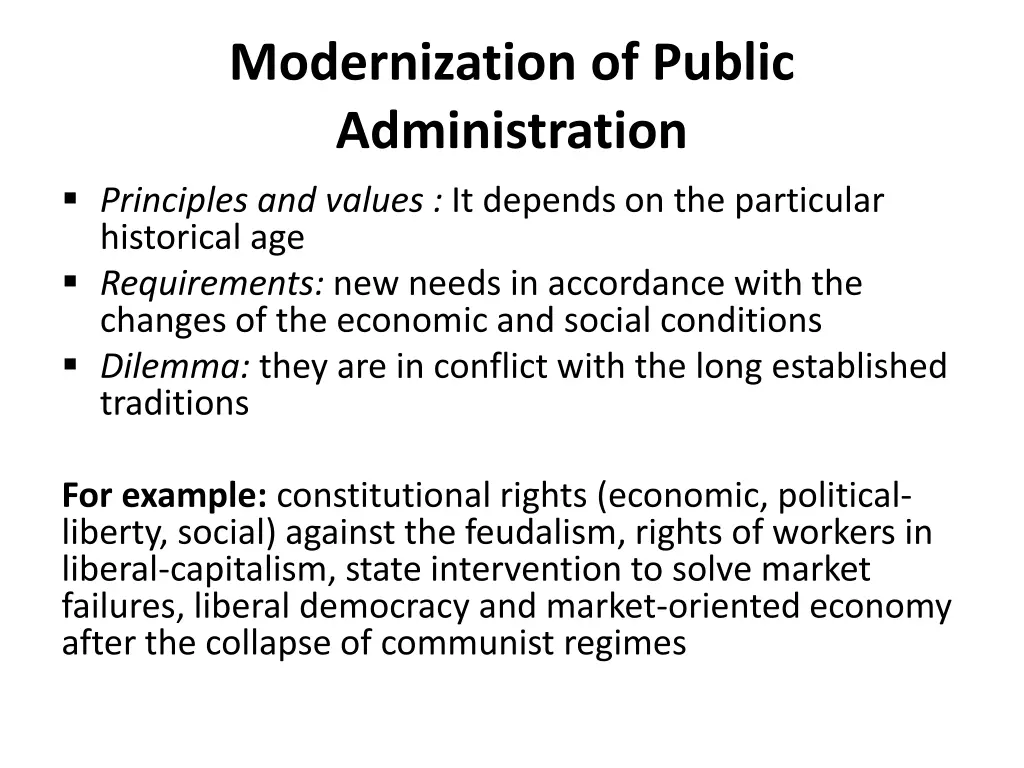 modernization of public administration principles