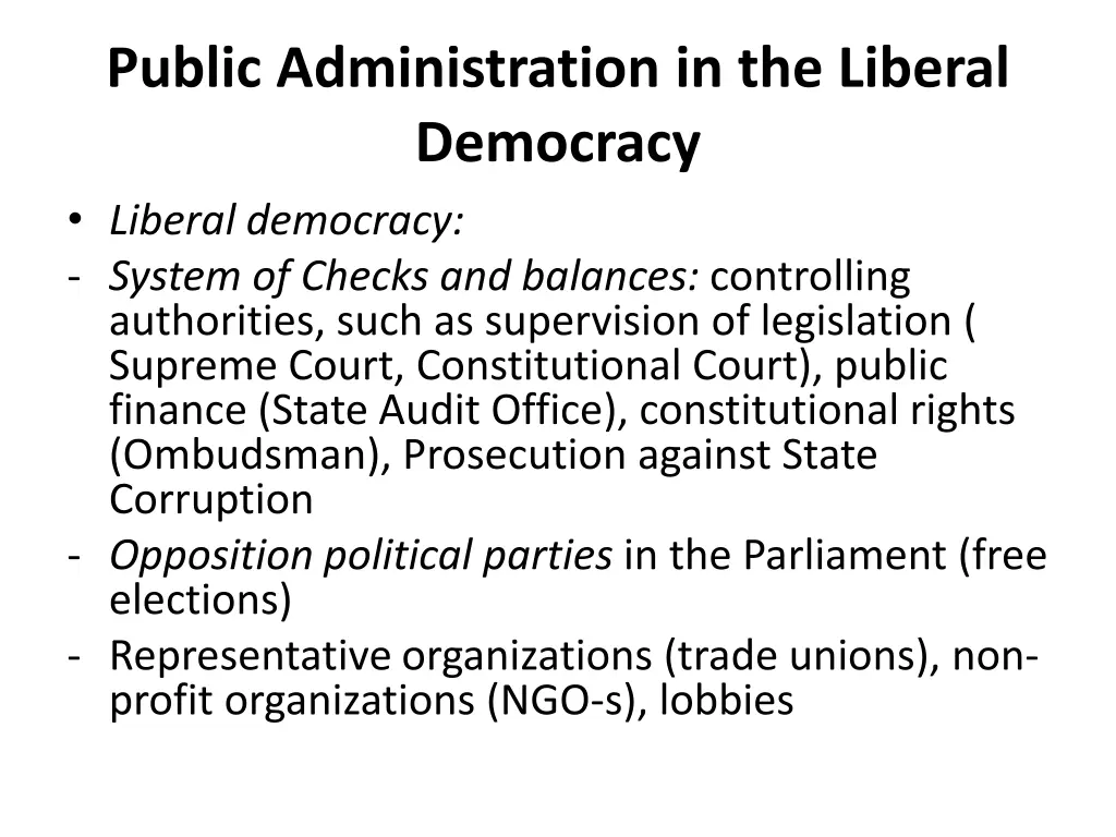 public administration in the liberal democracy