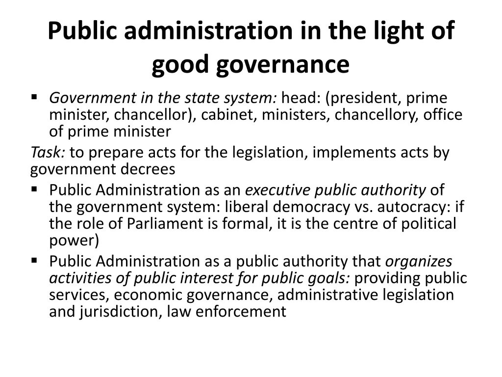 public administration in the light of good