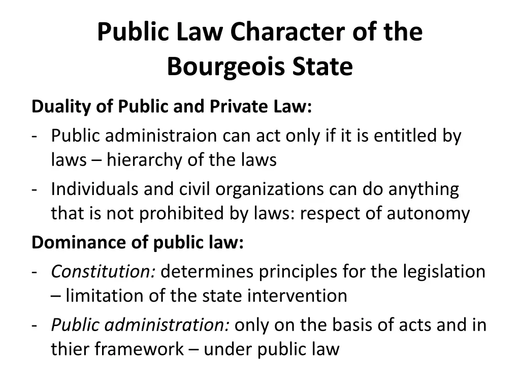 public law character of the bourgeois state
