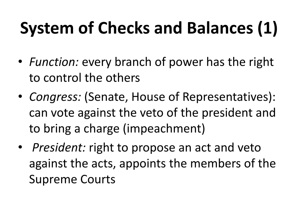 system of checks and balances 1