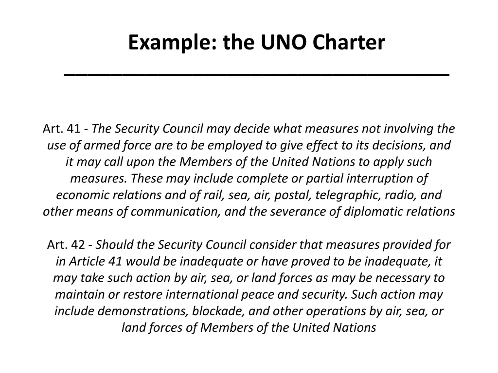 example the uno charter