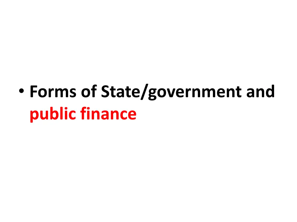 forms of state government and public finance