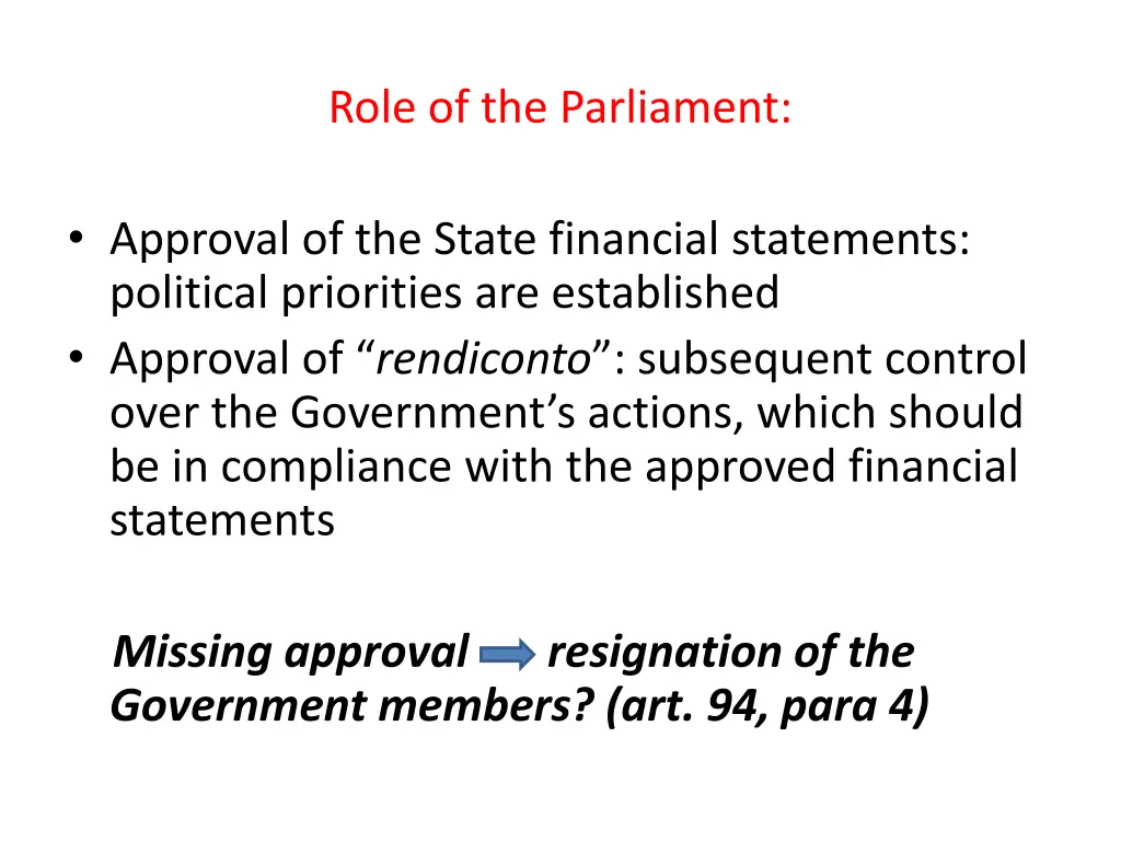 role of the parliament