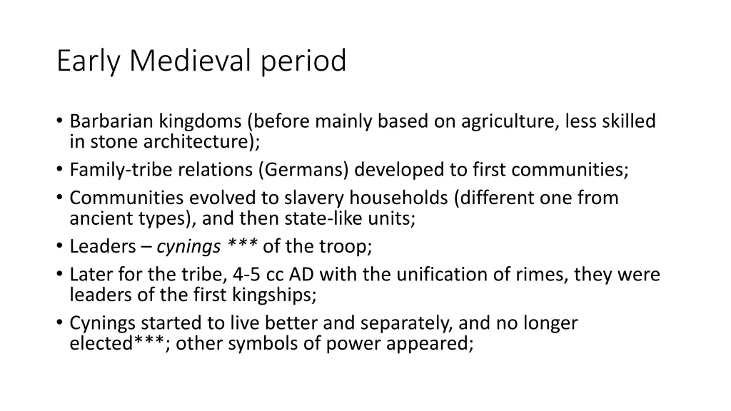 early medieval period 1