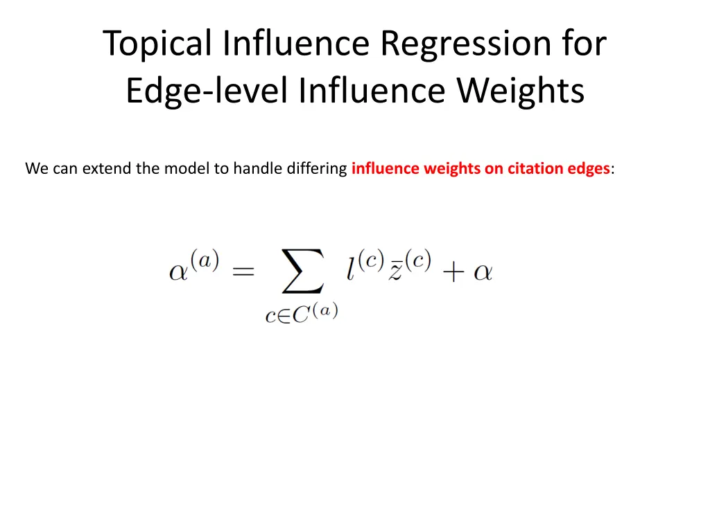topical influence regression for edge level