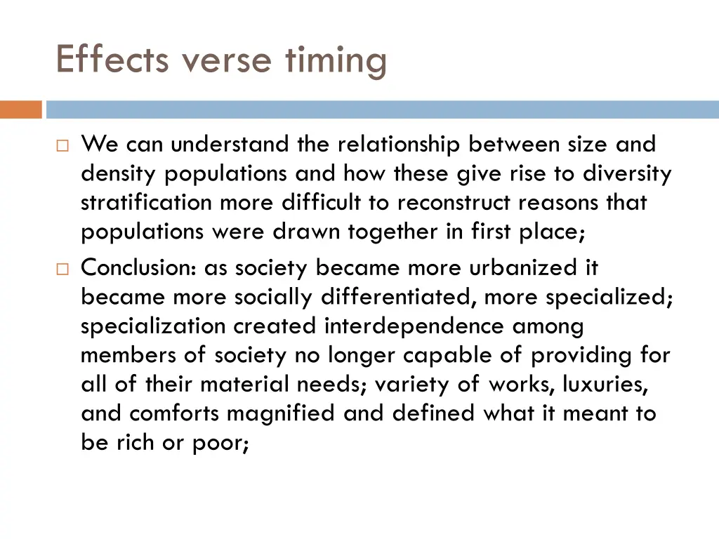 effects verse timing