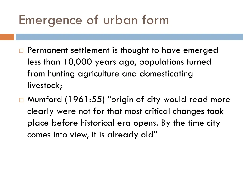 emergence of urban form