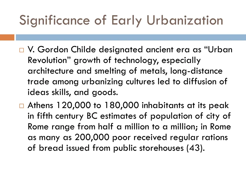 significance of early urbanization