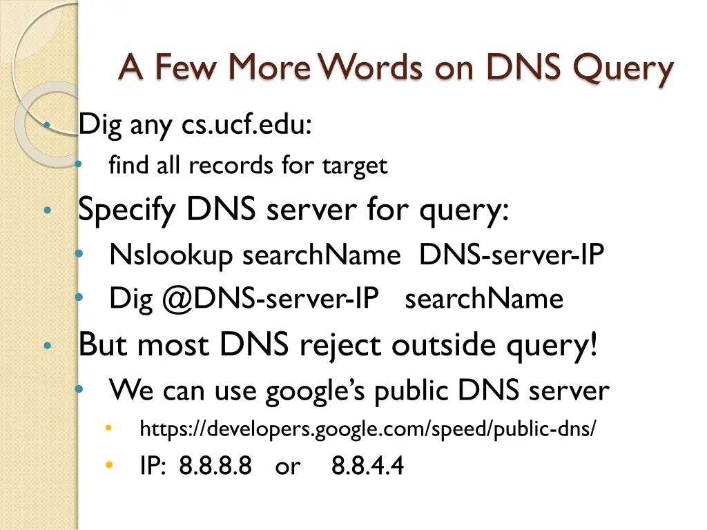 a few more words on dns query