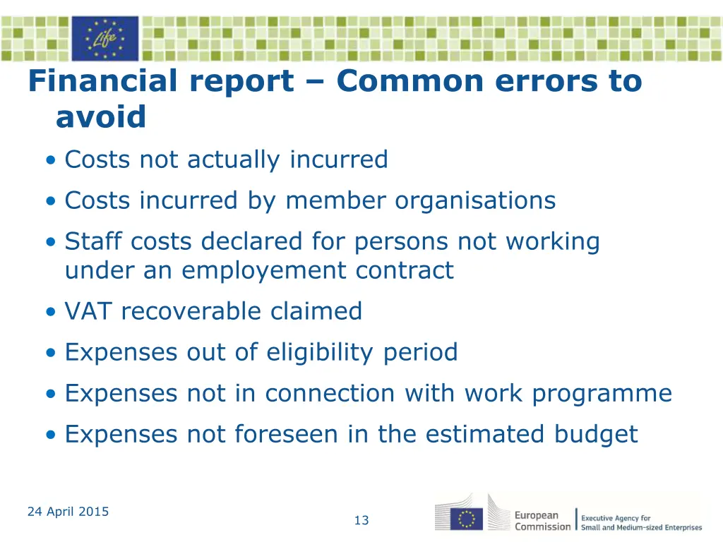 financial report common errors to avoid costs