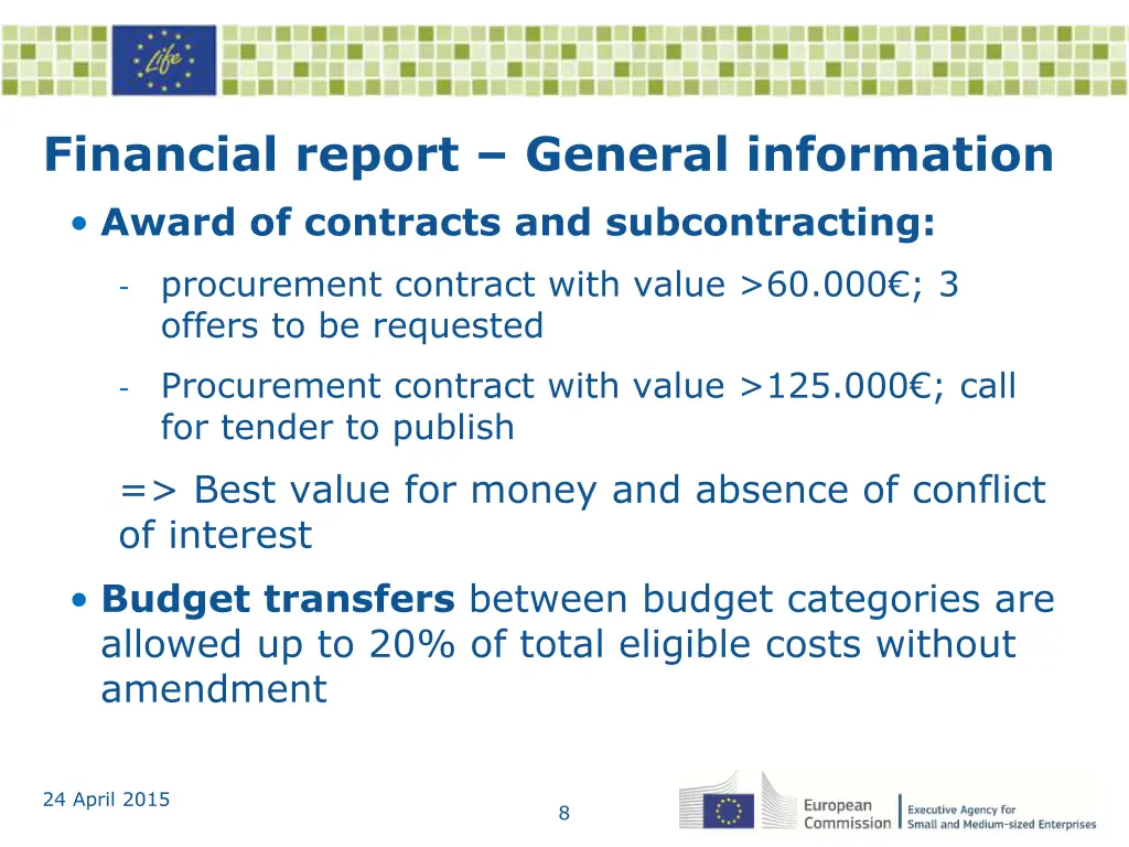 financial report general information award