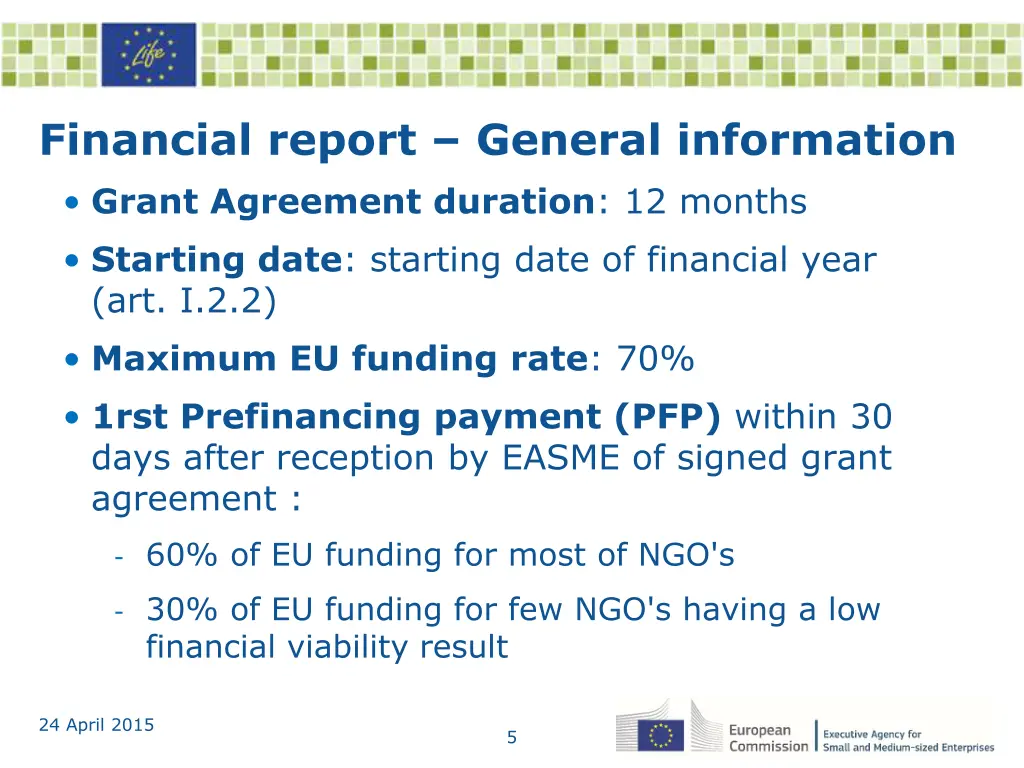 financial report general information grant