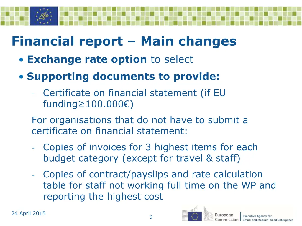 financial report main changes exchange rate