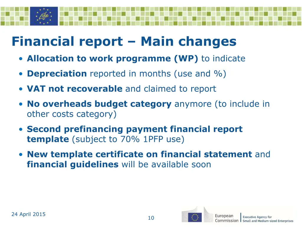 financial report main changes