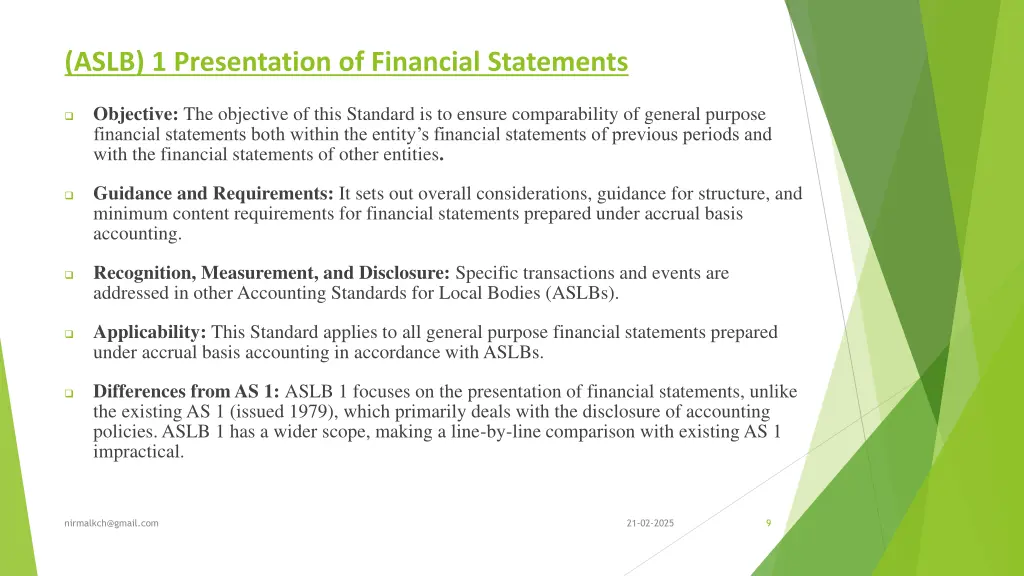aslb 1 presentation of financial statements