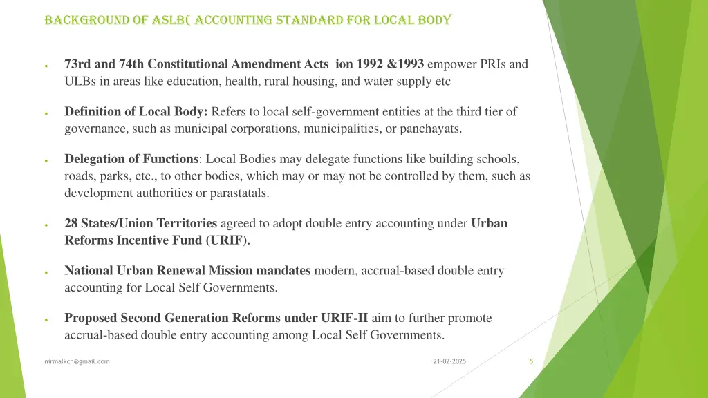 background of aslb accounting standard for local