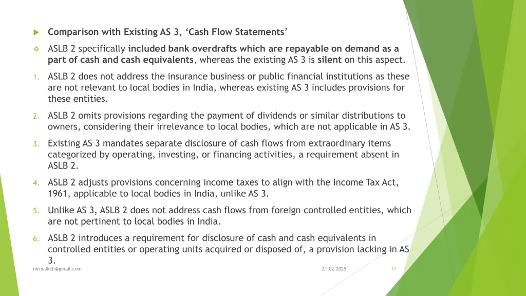 comparison with existing as 3 cash flow statements