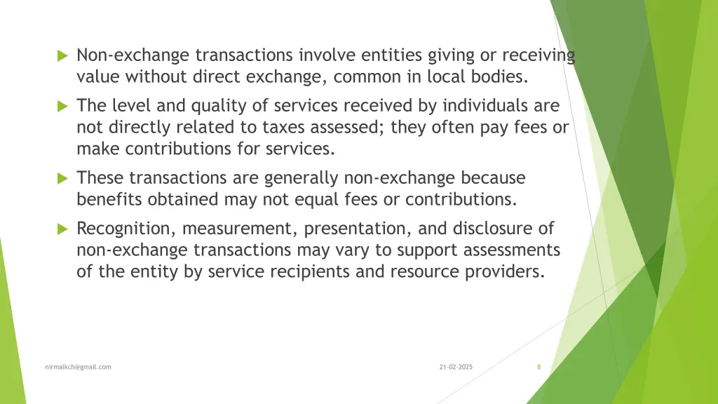 non exchange transactions involve entities giving