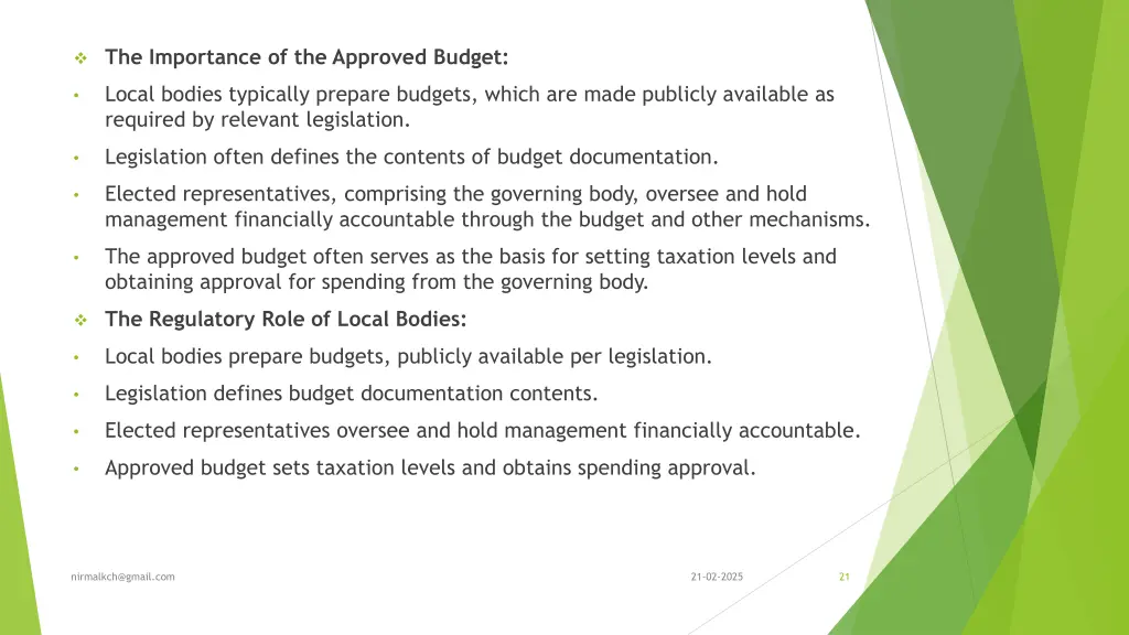 the importance of the approved budget