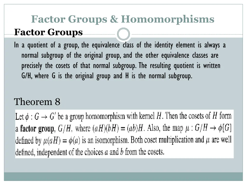 factor groups homomorphisms factor groups