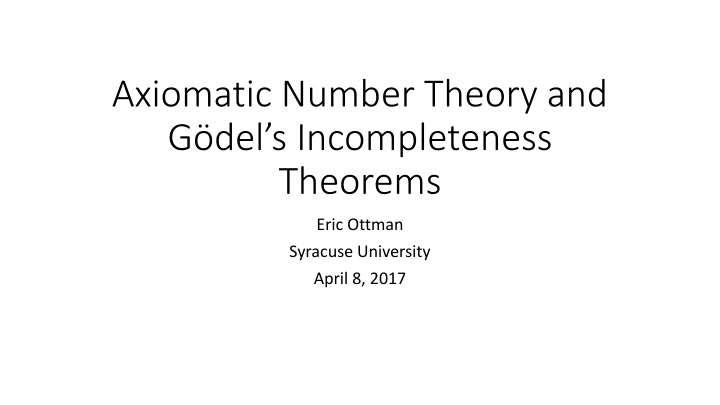 axiomatic number theory