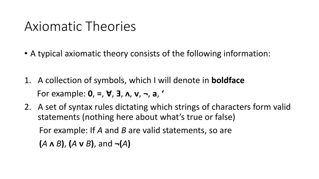axiomatic theories