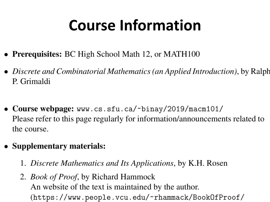 course information 2