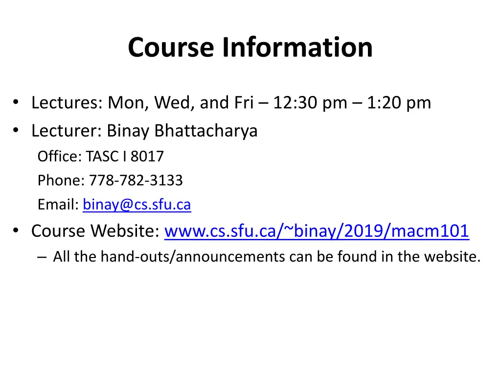 course information