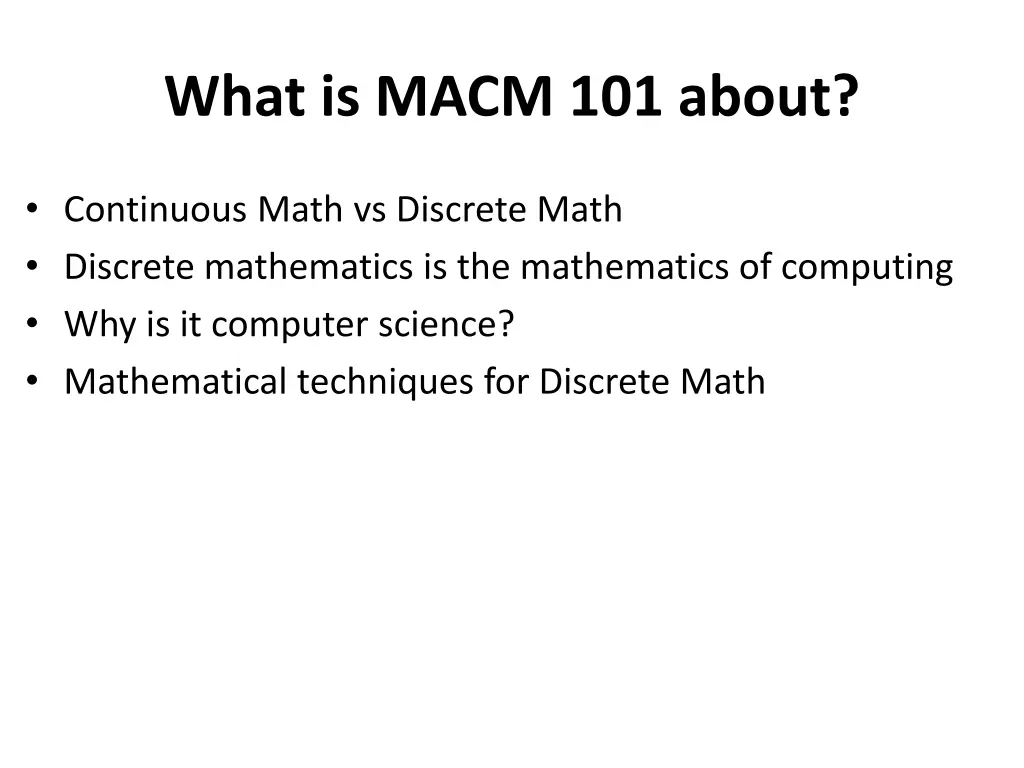 what is macm 101 about