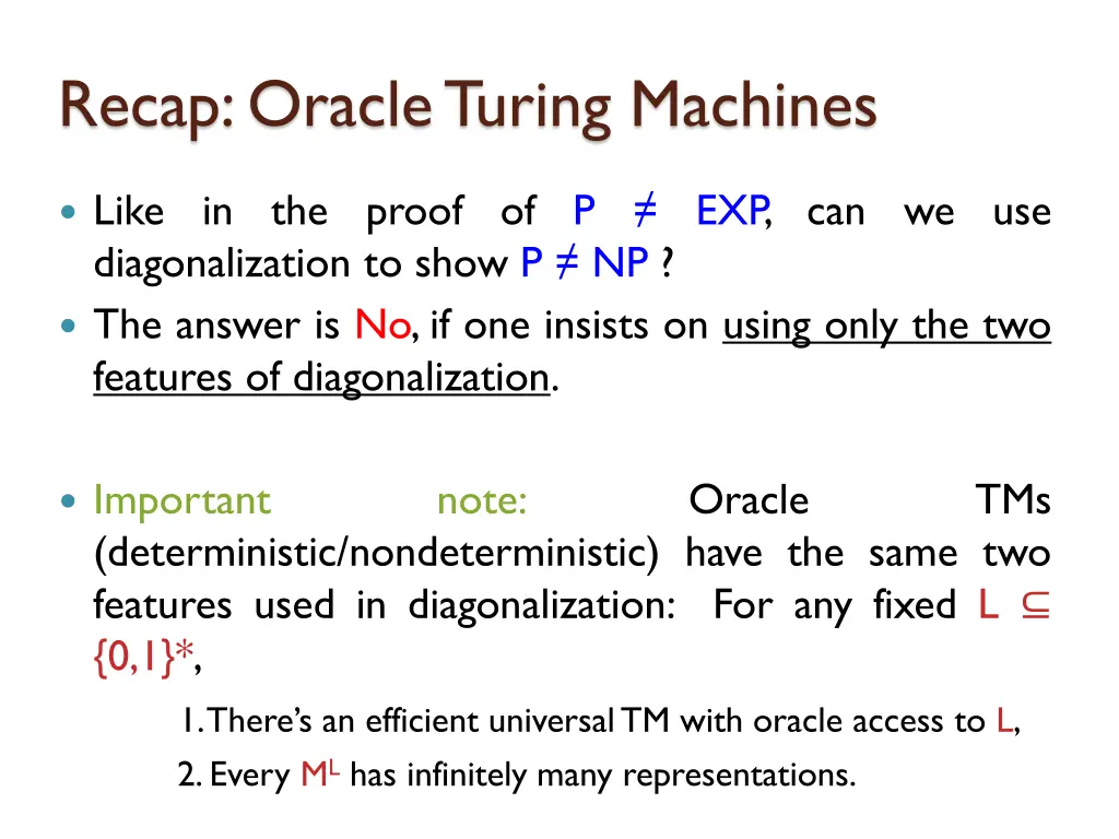 recap oracle turing machines 1