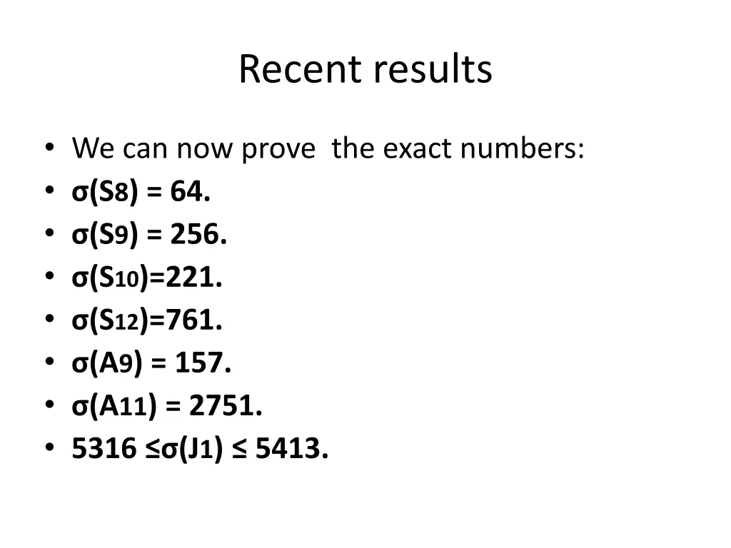 recent results