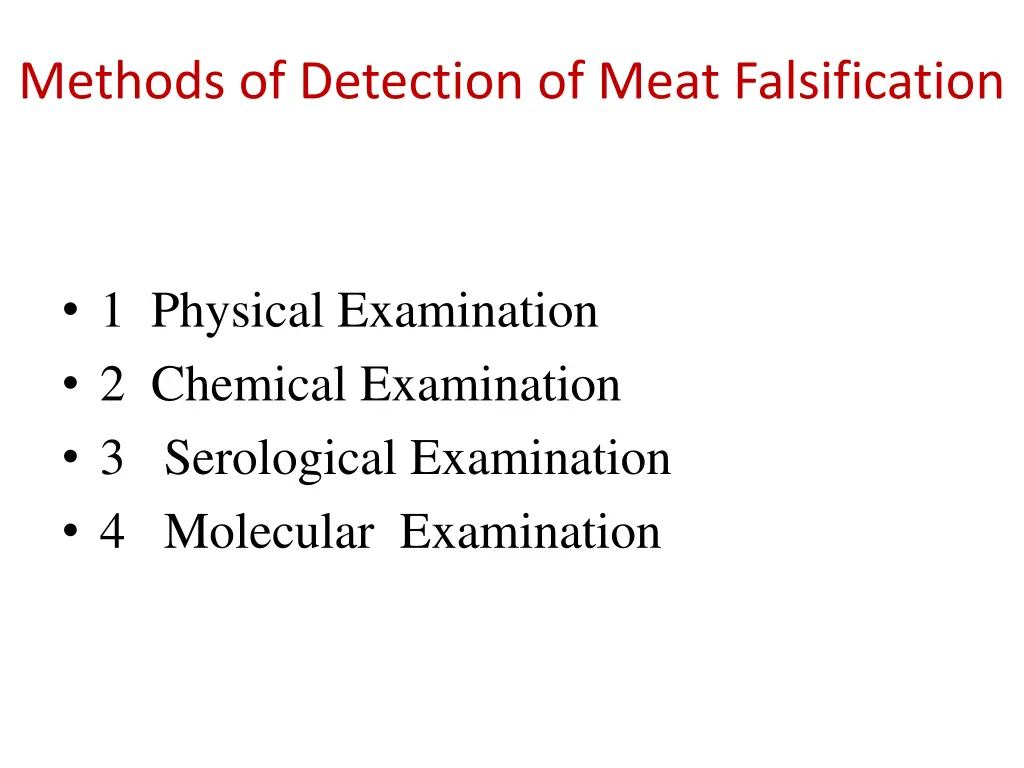 methods of detection of meat falsification