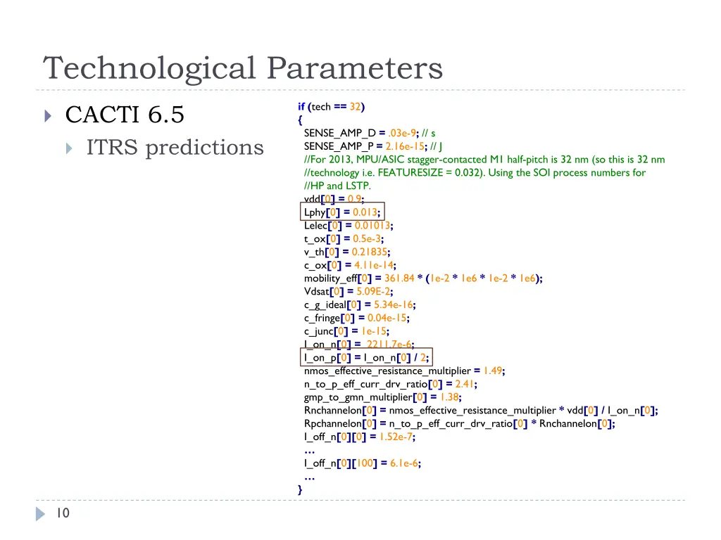 technological parameters