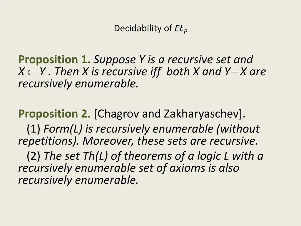 decidability of e p 2