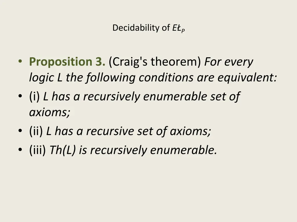 decidability of e p 3