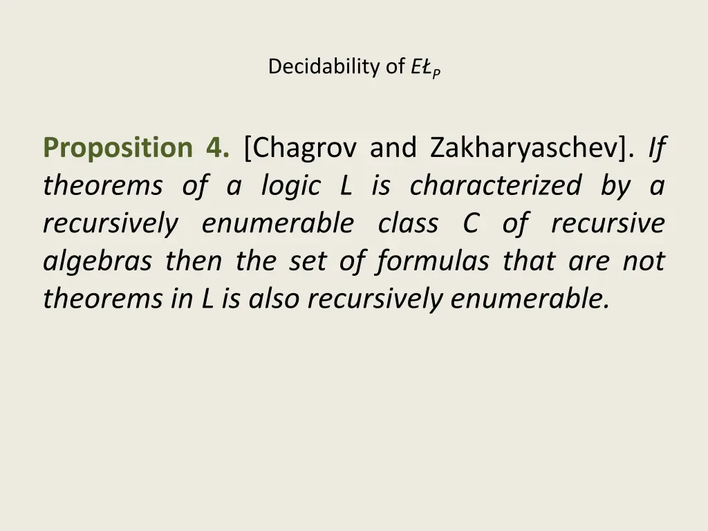 decidability of e p 4