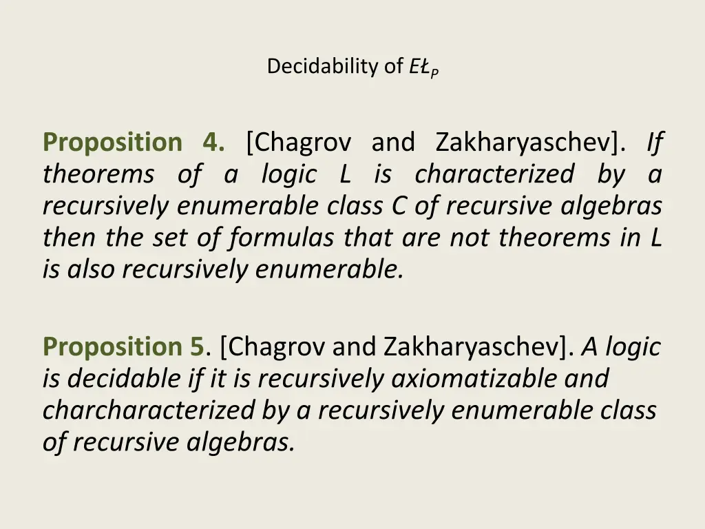 decidability of e p 5