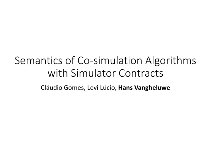 semantics of co simulation algorithms with