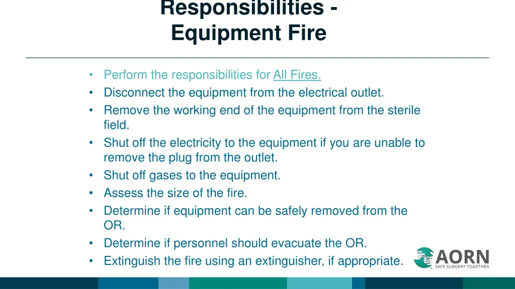 responsibilities equipment fire