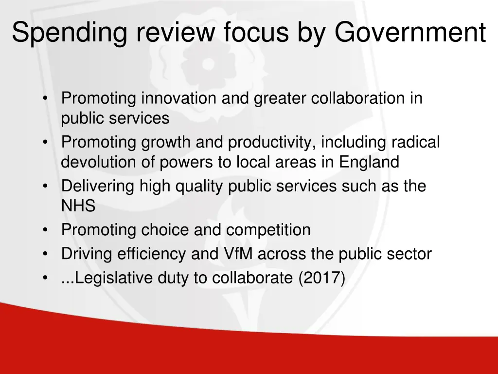 spending review focus by government