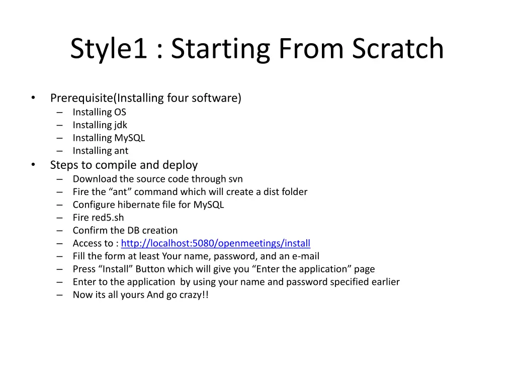 style1 starting from scratch