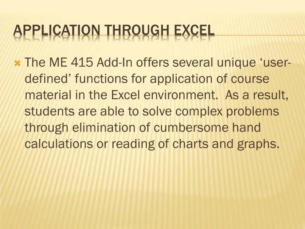 application through excel