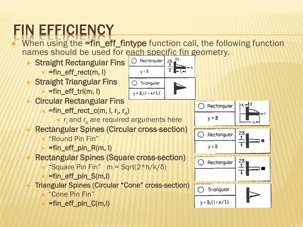 fin efficiency when using the fin eff fintype